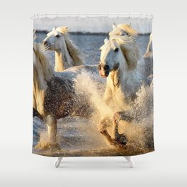 Spectacular Wild Horse Family Stampede Oceanside UHD Shower Curtain