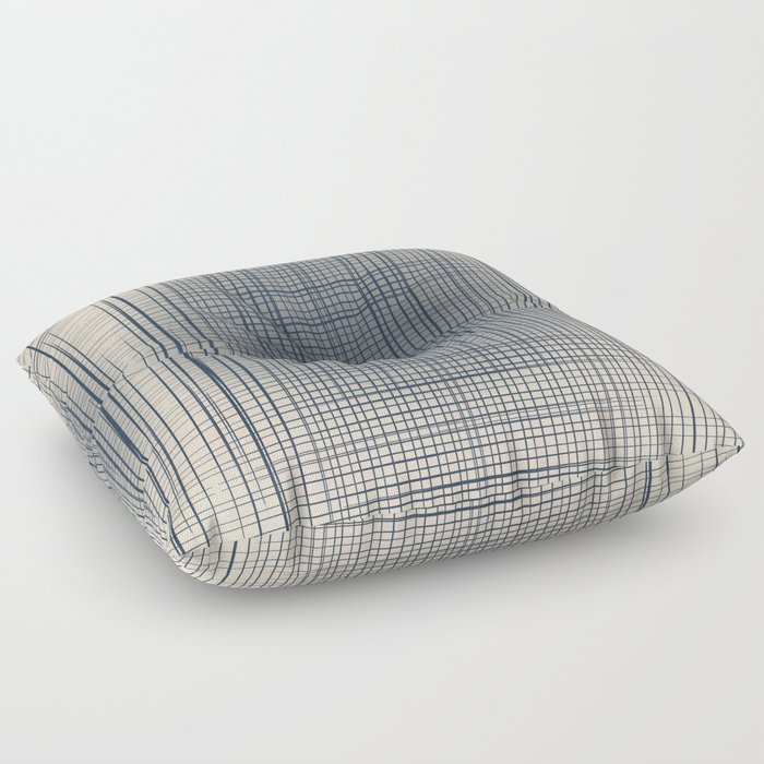 Sloane Grid Sun - blue gray grid art, grid pillow, home decor, painterly, sunshine, boho art, bohemian Floor Pillow