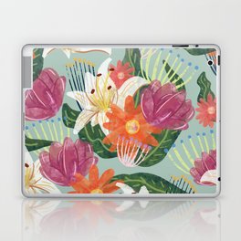 mint watercolor floral pattern Laptop Skin