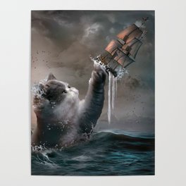 Cat Kraken Krakitten Poster