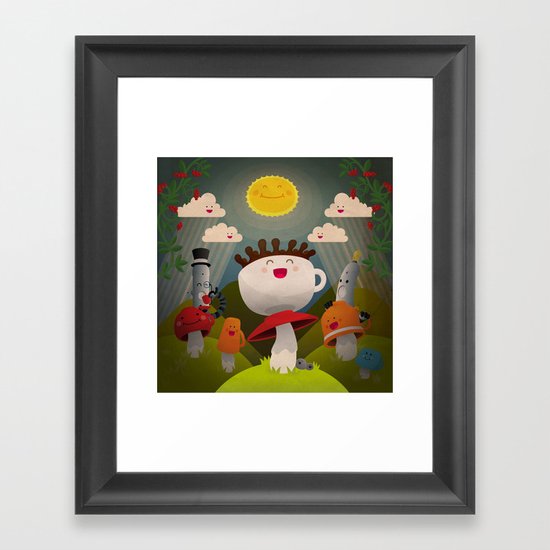 Jolly Coffeesburg (Soy, venti, vanilla latte, sugar-free) Framed Art Print