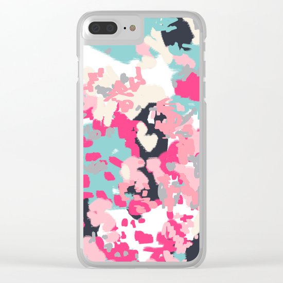 Addison - abstract minimal painting perfect gift valentines day hot pink love Clear iPhone Case