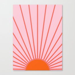 Sun Print Sunrise Sunshine Pastel Pink And Orange Retro Sun Wall Art Vintage Boho Modern Abstract Canvas Print