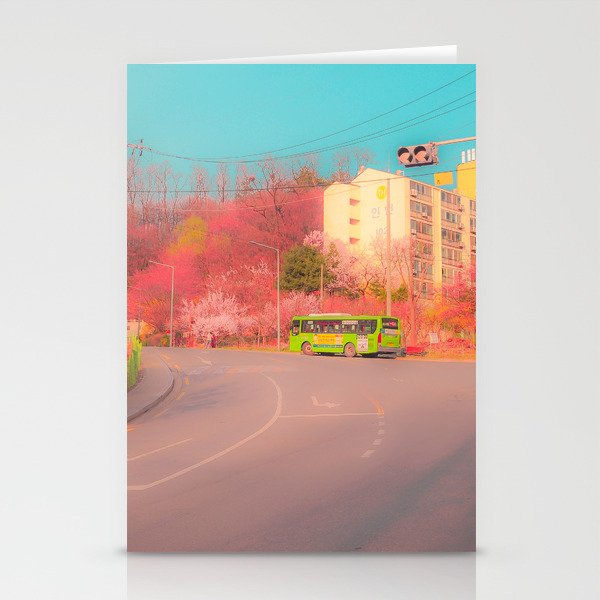 A vivid and dreamy spring season view in the Seoul, Korea  Stationery Cards