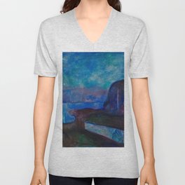 Starry Night, 1893 by Edvard Munch V Neck T Shirt