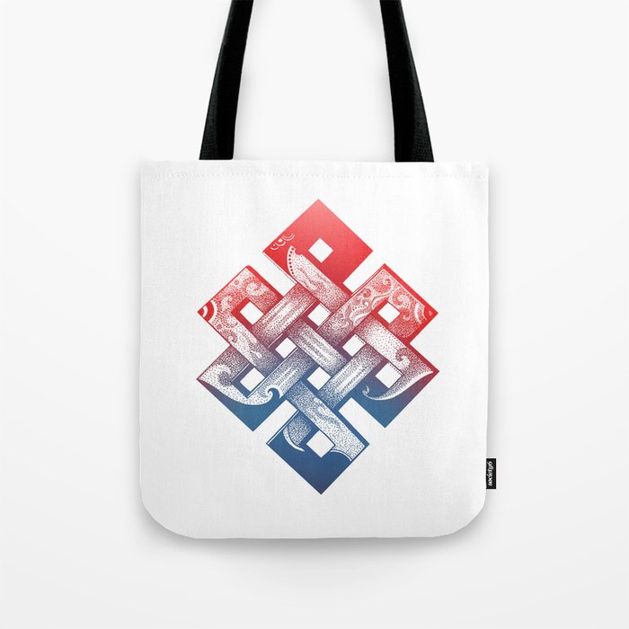 Colored Buddhist knot of eternity Tote Bag