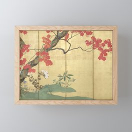 Maple Tree Japanese Edo Period Six-Panel Gold Leaf Screen Framed Mini Art Print