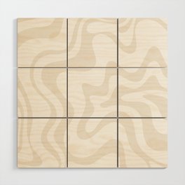 Liquid Swirl Abstract Pattern in Pale Beige and White Wood Wall Art