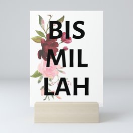 Red and Pink Floral Bismillah Islamic Print Mini Art Print