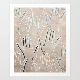 Waving Hands - Winter Beige Art Print