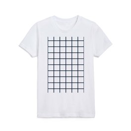GRID DESIGN (NAVY BLUE-WHITE) Kids T Shirt