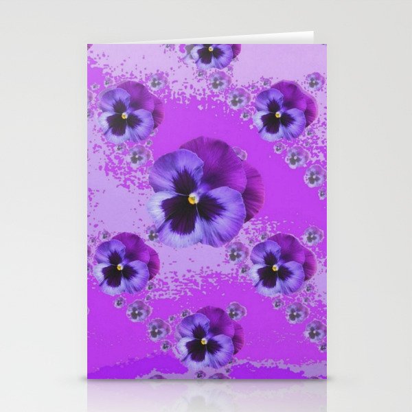PURPLE PANSIES ABSTRACT ART Stationery Cards