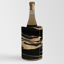 Gold Black Marble Abstract Painting Wine Chiller