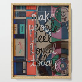 Make People Feel Loved Today: digital retro inspired piece by Alyssa Hamilton Art Serving Tray