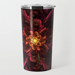 Dark Red Floral Fractal Travel Mug