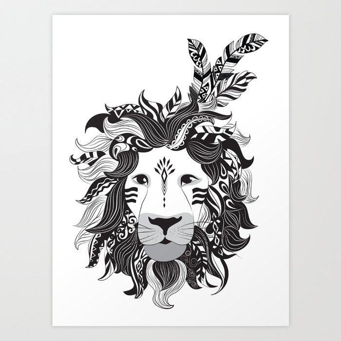 Lion tribal Art Print