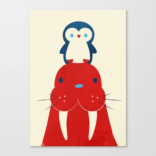 Penguin & Walrus Canvas Print