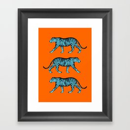 Tigers (Orange and Blue) Framed Art Print