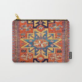 Southwestern Farmhouse IV // 19th Century Colorful Red Yellow Blue Green Aztec Farm Stars Pattern Carry-All Pouch