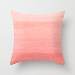 Coral Pink Watercolor Ombre Pattern Throw Pillow