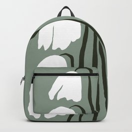 Dropping Tulip Backpack | Floral, Cute Happy Fun, Pastel Green, Garden Nature, Baby, Urban, Graphite, Botanical, Graphicdesign, Love 