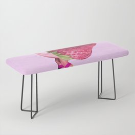 pink flamingo retro media art skate and strawberry Bench