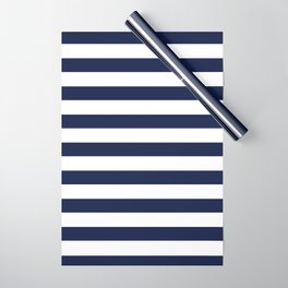 Nautical Navy Blue and White Stripes Wrapping Paper