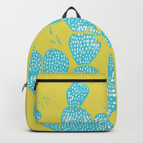Linocut Cactus #1 Desert Blue Backpack