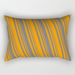 [ Thumbnail: Dark Orange and Dim Grey Colored Pattern of Stripes Rectangular Pillow ]