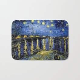 Vincent Van Gogh Starry Night Over the Rhone Bath Mat | Oil, Impressionism, Vincentvangoghart, Water, Gold, Blue, Vangogh, Vangoghseries, Vincentvangogh, Digital 