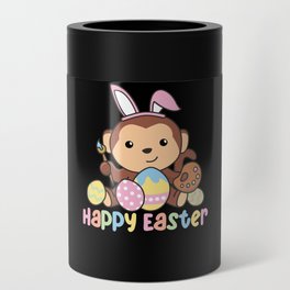 Happy Easter Cute Monkey At Easter With Easter Can Cooler