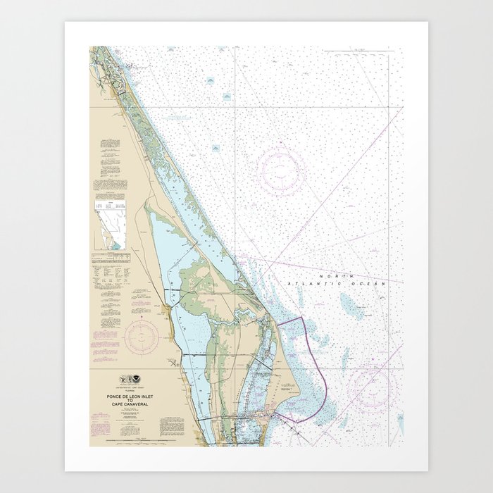 Ponce de Leon Inlet to Cape Canaveral Nautical Chart 11484 Art Print
