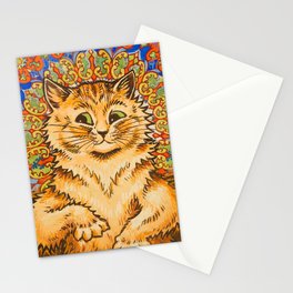 Cat Playing a Piano in Front of a Psychedelic Background by Louis Wain Stationery Card