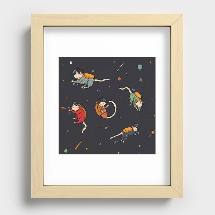 Cats in Space Recessed Framed Print