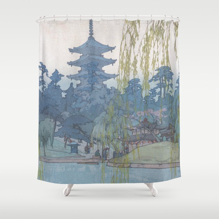 Hiroshi Yoshida, Sarusawa Pond, Nara - Vintage Japanese Woodblock Print Art Shower Curtain