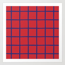 Clumsy Grid Pattern Blue and Red Art Print