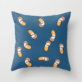 Orange Cat Paw with Blue Background Throw Pillow