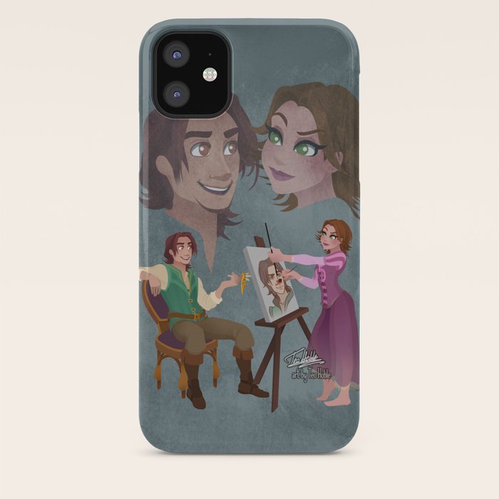 Tangled Rapunzel Short Brown Hair And Flynn Rider Iphone Case By