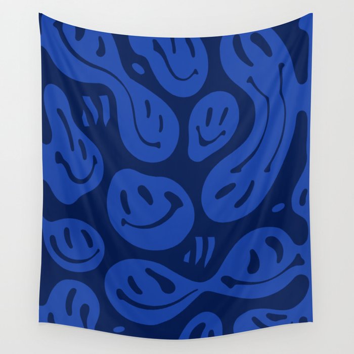 Cool Blue Melted Happiness Wall Tapestry