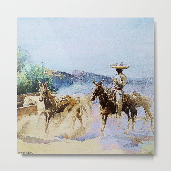 “Horses and Riders” by Carl Oscar Borg Metal Print