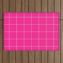 Graph Paper (White & Dark Pink Pattern) Outdoor Rug