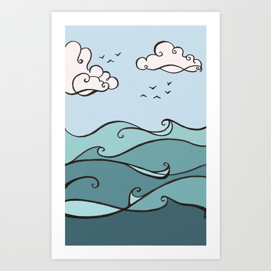 Clouds and Waves Art Print