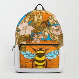 Bumblebee In Wild Rose Wreath Backpack
