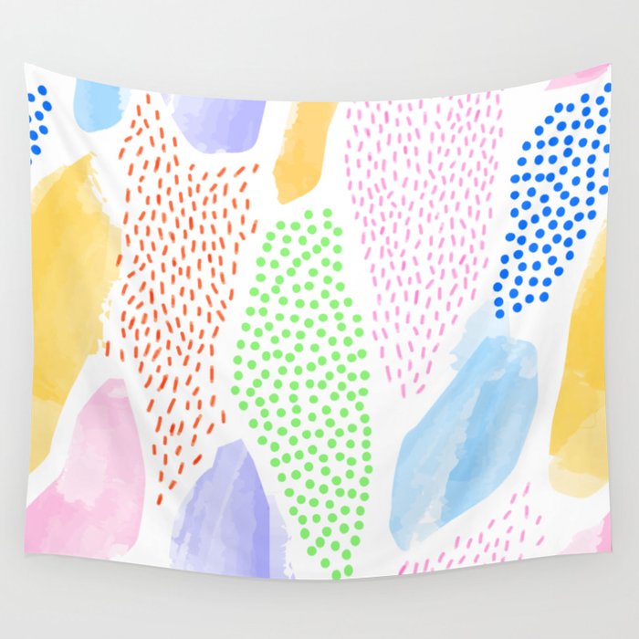 Abstract hand drawn shapes doodle pattern Wall Tapestry