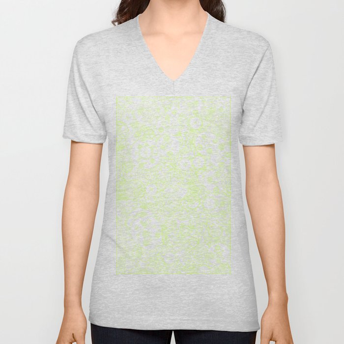 Clockwork Turquoise & Lime / Cogs and clockwork parts lineart pattern V Neck T Shirt