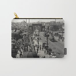 ISTANBUL, TURKEY :Vintage cityscape of Istanbul, old Galata bridge Turkey, circa 1900s Carry-All Pouch