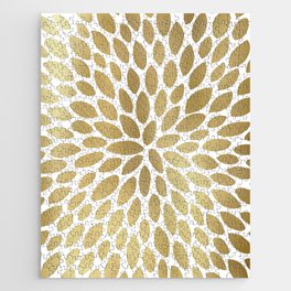 Floral Bloom White and Gold Jigsaw Puzzle