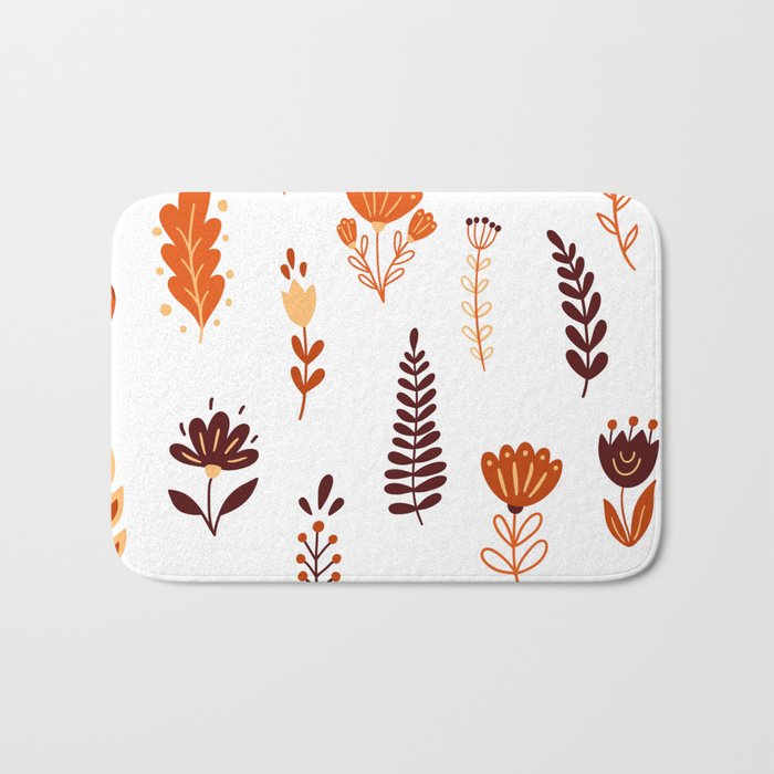 Seamless Pattern with Autumn Floral Elements Bath Mat