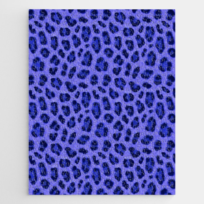 Lavender Blue Leopard Animal Print Skin Pattern Jigsaw Puzzle