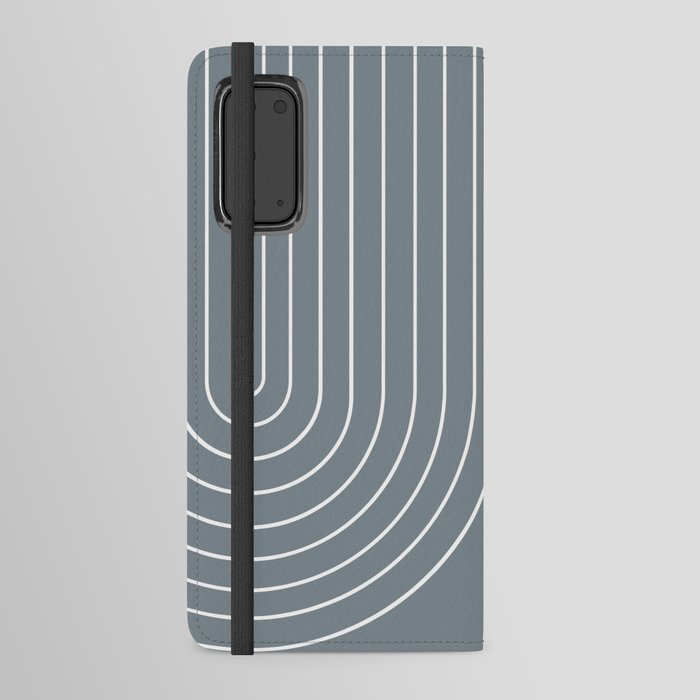 Minimal Line Curvature XCI Neutral Grey Blue Mid Century Modern Arch Abstract Android Wallet Case